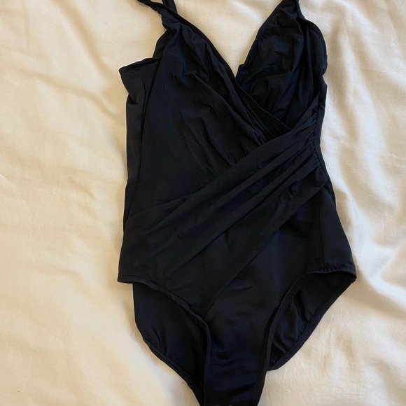 Saks Fifth Avenue Swim Vintage 99s Black One Piece Bikini Swimsuit — free download